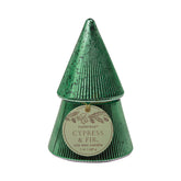 Candle, Ribbed Stacked Tree Cypress & Fir - Green